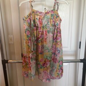 Boho Bow Corset Flower Print Spaghetti Mini Dress